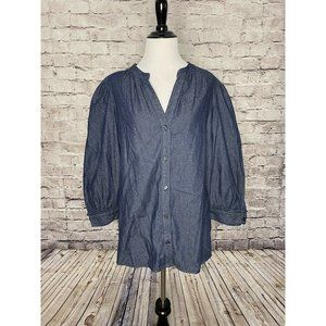Draper James Blue Denim Button-Up Top